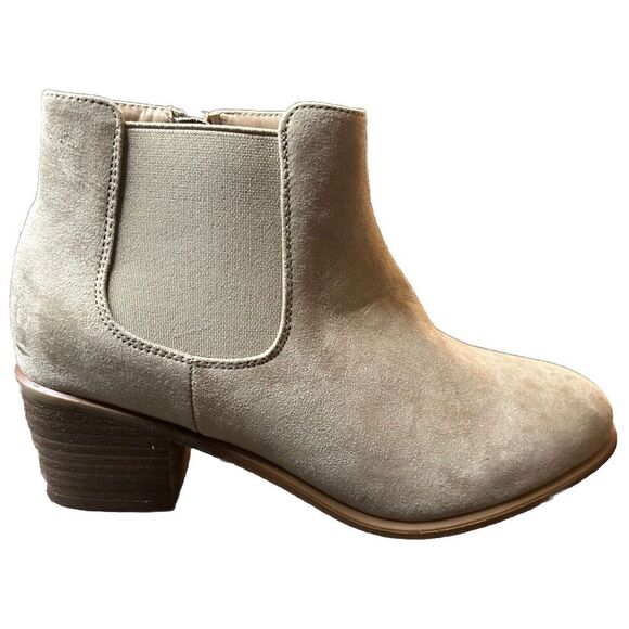 Woman's Ankle Suede Booties #58665 5M Block Heel Zip Closer‎ Tan New Without Box - Picture 1 of 9
